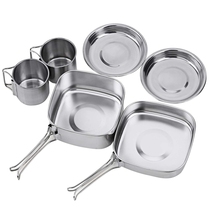 Backpacking Camping Cookware Pot Set Outdoor Mess Kit Stainl