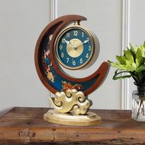 Solid wood clock running moon ornaments living room home new Chinese Crescent atmosphere classical Chinese wind clock silent clock