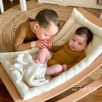 Ins baby rocking chair cradle coax baby artifact baby comfort recliner cradle wood child comfort chair newborn