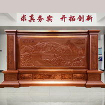 Log carving Chinese solid wood screen floor floor partition living room office Hotel Company Hall Wanli Great Wall
