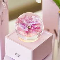 Cherry Blossom Bluetooth Speaker Water Crystal Ball Small Night Light Dream Perpetual Raw Flower Sound Box True Flower Net Red Headboard Table Lamp Pendulum