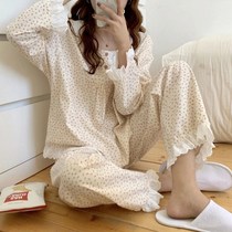 Pajamas women's spring and autumn Korean version of loose sweet students and girls casual home clothing long sleeve pants pajamas women's suit