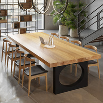 Nordic solid wood conference table long table simple modern log desk rectangular Workbench long strip large dining table