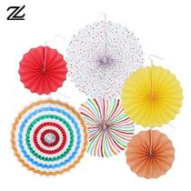 6pcs 20-40cm Color Tissue Paper Cut-Out Paper Fans
