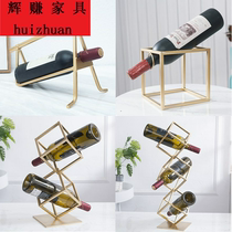 Red wine shelf Nordic metal wine rack ornaments living room wine cabinet decoration Model Room bar creative geometry