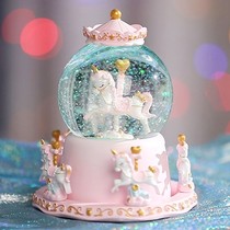 Childrens birthday gift girl little Princess meaningful 10-year-old carousel music box crystal ball High