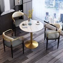 Milk Tea Shop Casual Table Sales Office Reception Negotiation Table And Chairs Combination Nordic Minima Home Rock Plate Small Round Table