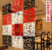 Easy mounted screen fashion partition wall with hollow window wall with household TV background wall