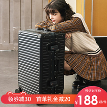 Aluminum frame luggage case ins net red female student luggage case travel men 24 inch password leather case strong and durable