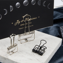 Black hollow stainless steel retro large long tail clip stationery small iron dovetail clip fixed Book clip clip