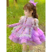 66 Princess girl dress fairy air mesh skirt Lolita lace summer thin children baby Summer short sleeve