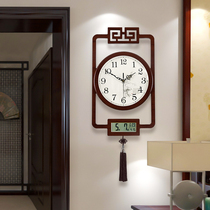 New Chinese calendar wall clock home living room perpetual calendar Chinese style fashion Creative mute atmosphere electronic quartz clock