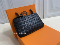 Woven Zero Wallet Card Bag Zipper Key Bag Bull Leather New Genuine Leather Wallet Small Handbag Black Short male lady