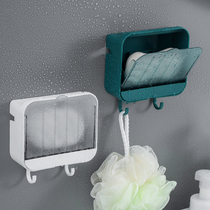 Soap box suction cup wall-mounted flip drain household toilet soap storage rack light luxury wind no punching