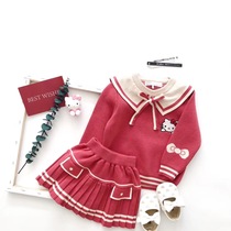 Kitty Cat spring and autumn two piece girl's lovely suit sweater skirt little girl's baby air ins children's clothing Q cute