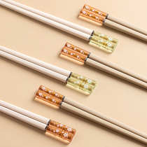 Modern Housewife Cherry Blossom antibacterial alloy chopsticks mildew-proof household tableware family 2021 new one-person chopsticks set