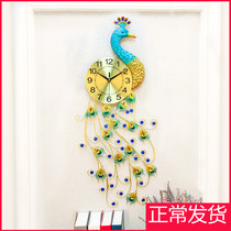 A red peacock simple creative personality clock wall clock living room modern decorative clock bedroom quartz clock atmosphere