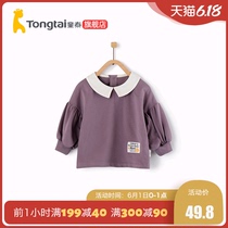 Tongtai new baby girls' clothes in spring and summer 2020 long sleeve out casual T-shirt 1-4 year old baby girls' Lapel top