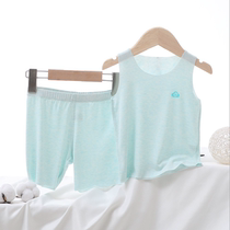 Medium and large childrens clothing colored cotton childrens vest set summer seamless vest with the mind of the modal shorts