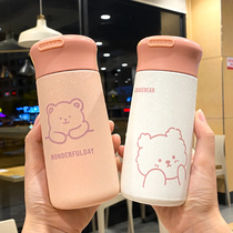 Korean exquisite bear thermos cup Children ins Cute girl heart water cup Students simple handy cup Creative Moe