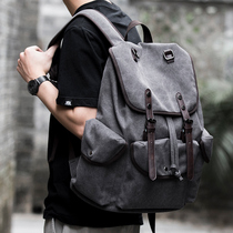 Hong Kong I Tgreg retro canvas backpack male ins Tide junior high school student bag simple travel computer backpack