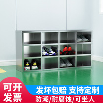 304 stainless steel dust-free shoe cabinet dressing room workshop staff multi-grid shoe stool single and double-sided shoe cabinet with door customization