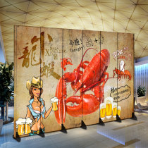 Hotel screen partition restaurant barbecue crayfish hot pot restaurant restaurant removable folding fabric folding screen