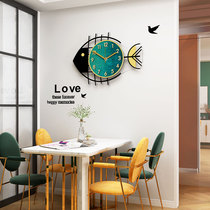 Personality fish type wall clock clock living room modern simple creative light luxury Net Red Watch Fashion Home clock
