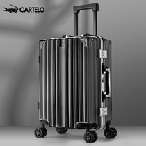 Luggage trolley case male small 20 inch boarding student sturdy durable suitcase female aluminum frame password leather box