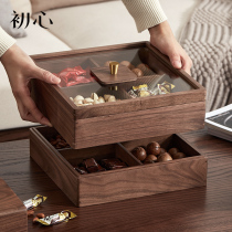 Black walnut dried fruit box home living room modern split young luxury new Chinese multi-layer fruit plate solid wood candy box