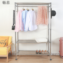 Creative clothes hat rack floor wardrobe mobile hanging clothes hanger containing shelving stainless steel closet bedroom storage rack