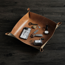 Authorized spot Hlender Scheme Japan handmade colored cow leather containing tray home pendulum