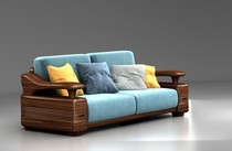 Blue bird walnut round wood q-k202 three person sofa