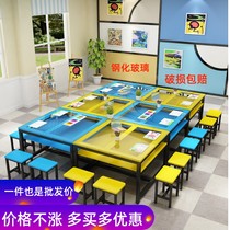 Kindergarten Glass Painting Table Students Tutorial Art Table Tutoring Training Course Class Table And Chairs Handcrafted Calligraphy Painting Room Table