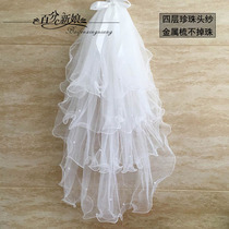 头纱拍照道具新款新娘头纱头饰超仙森系网红韩式短款蓬蓬结婚婚纱