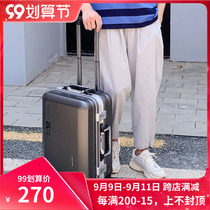 Luggage mens aluminum frame tie rod suitcase 24 inch universal wheel silent large capacity password box student boarding case