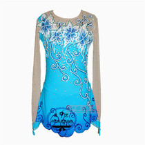 (Ze Yi customization)Childrens and womens figure skating competition suit performance suit skating skirt rhythmic gymnastics suit blue