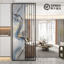 Modern simple Wrought iron screen Living room Art glass entrance bathroom wet and dry separation occlusion Stainless steel partition