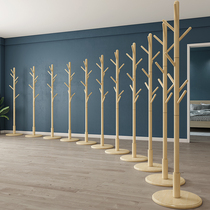 Solid wood coat rack Household simple drying rack Floor-to-ceiling bedroom dormitory hanger Single rod hanger hanging bag rack