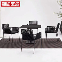 Nordic Outdoor Furniture Creative Rattan Chair Three Sets Casual Balcony Patio Courtyard table and chairs Garden Hotel Villa Sofa