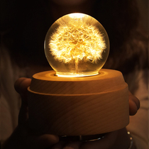 Dandelion crystal ball forever flower Sky City music box wooden music box for girls birthday gift wedding
