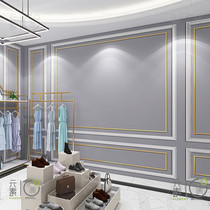 3d gray gypsum line wallpaper Light luxury live studio clothing store beauty salon anchor photography net red wallpaper ins wind