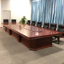 Simple large meeting table solid wood long table and chairs combined rectangular office table with custom-made creative spot