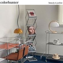 ins medieval aluminum alloy magazine shelf display containing folding shelf studio display decoration photo photographic props
