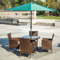 Outdoor table and chair Rattan chair Outdoor umbrella Woven rattan balcony small coffee table Teng chair Courtyard open-air table and chair Three-piece household