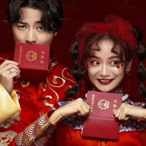 Tide Beats Movie photo shoot retro creative ancient fashion show and Chinese wind tie marriage certificate small props book to ship