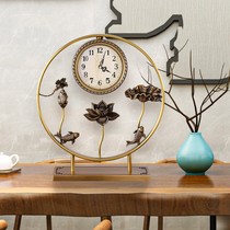 New Chinese desk clock Copper clock Bedside clock Mute table creative desk clock Chinese style living room desktop home creative