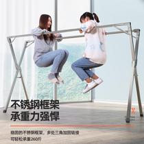 Folding clothes hanger floor sleeping indoors Home Balcony Cool Clothes Rod Stainless outdoor telescopic sunburn Quilt God