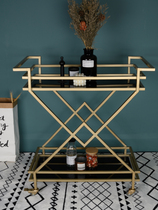 Creative Nordic Golden small trolley household frame wine truck marble dining car mobile sideboard tea truck