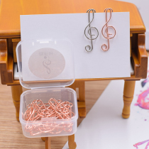 Plated metal note paper clip music stationery treble clef bookmarks box mini note bookmark gift